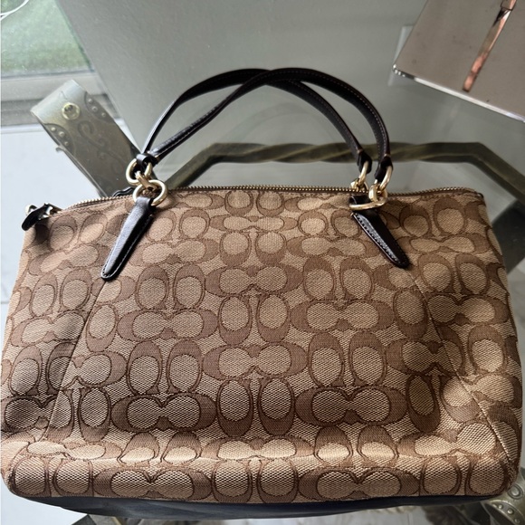 COACH Kelsey Small Signature Crossbody Satchel with Brown Leather Trim NWOT - Picture 9 of 10